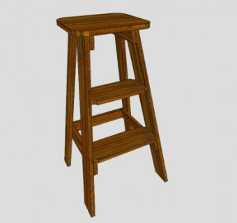 实木凳子三步踏凳SU模型下载_sketchup草图大师SKP模型