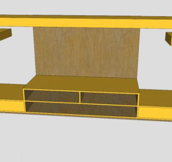 现代地柜式黄色电视柜SU模型下载_sketchup草图大师SKP模型