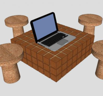 咖啡桌组SU模型下载_sketchup草图大师SKP模型