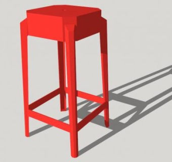 红色零食凳SU模型下载_sketchup草图大师SKP模型