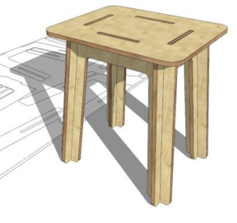 胶合板凳子SU模型下载_sketchup草图大师SKP模型