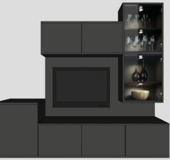 黑色组合式酒柜电视柜SU模型下载_sketchup草图大师SKP模型