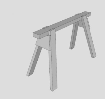 木质白色长凳子SU模型下载_sketchup草图大师SKP模型