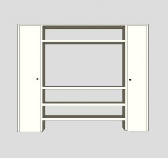 整面墙黄色电视柜SU模型下载_sketchup草图大师SKP模型