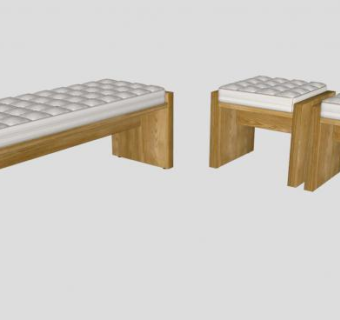 长凳子实木座椅SU模型下载_sketchup草图大师SKP模型
