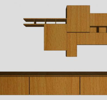 板架式木质电视柜SU模型下载_sketchup草图大师SKP模型
