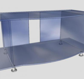 蓝色玻璃单层电视柜SU模型下载_sketchup草图大师SKP模型