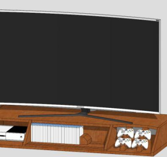 带控制台的电视柜SU模型下载_sketchup草图大师SKP模型