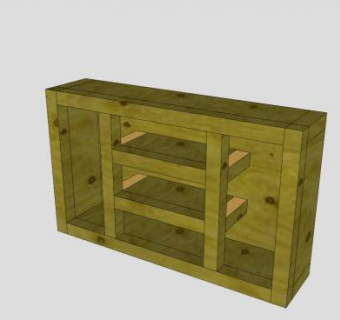 草绿色木制电视柜SU模型下载_sketchup草图大师SKP模型