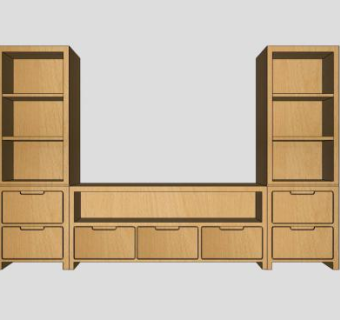 木质组合式简约电视柜SU模型下载_sketchup草图大师SKP模型