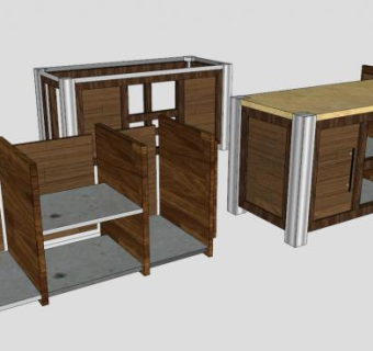 四个实木电视柜SU模型下载_sketchup草图大师SKP模型
