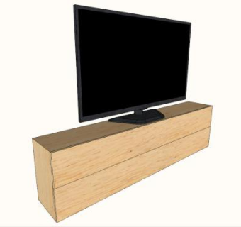 实木板简约电视柜SU模型下载_sketchup草图大师SKP模型