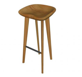 凳子柚木座椅SU模型下载_sketchup草图大师SKP模型