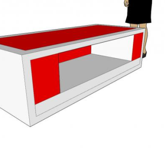 白红相间的电视架SU模型下载_sketchup草图大师SKP模型