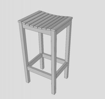 简易白色凳子SU模型下载_sketchup草图大师SKP模型