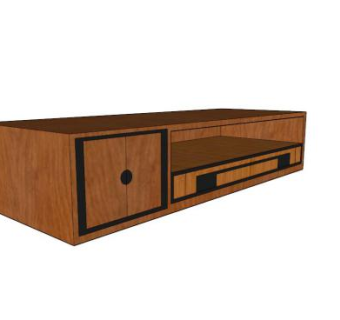 棕色地柜式电视柜SU模型下载_sketchup草图大师SKP模型