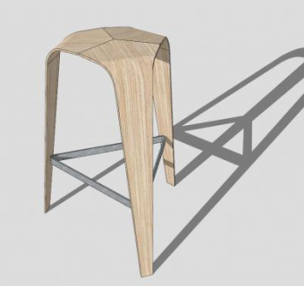 酒吧凳子实木高脚椅SU模型下载_sketchup草图大师SKP模型