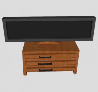 很酷带抽屉的电视柜SU模型下载_sketchup草图大师SKP模型