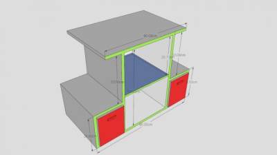 红色组合式电视柜SU模型下载_sketchup草图大师SKP模型