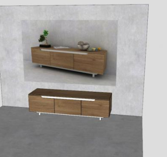 一字型简约电视柜SU模型下载_sketchup草图大师SKP模型