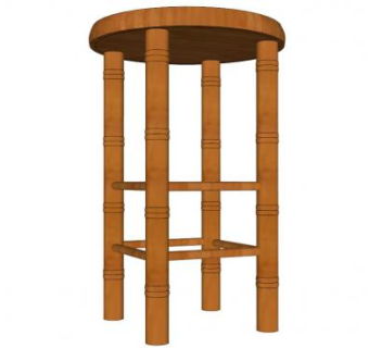 实木座椅高脚凳子SU模型下载_sketchup草图大师SKP模型