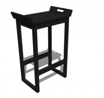 黑色实木凳子SU模型下载_sketchup草图大师SKP模型