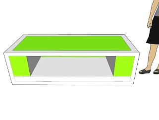 绿色和白色的电视柜SU模型下载_sketchup草图大师SKP模型