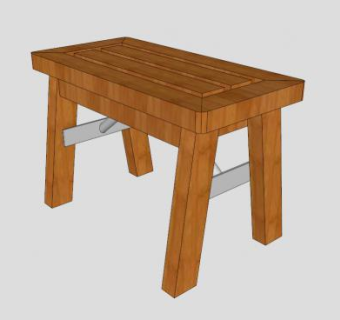 方凳实木座椅SU模型下载_sketchup草图大师SKP模型