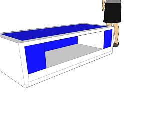 蓝色和白色的电视柜SU模型下载_sketchup草图大师SKP模型