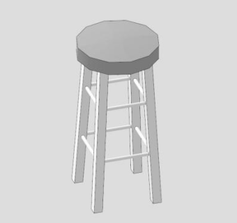 低聚白色凳子SU模型下载_sketchup草图大师SKP模型