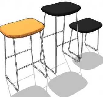 高脚椅皮革凳子SU模型下载_sketchup草图大师SKP模型