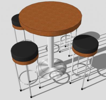 酒吧座椅实木吧椅SU模型下载_sketchup草图大师SKP模型