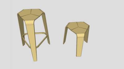 简化凳子SU模型下载_sketchup草图大师SKP模型