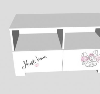 时尚的粉红色电视柜SU模型下载_sketchup草图大师SKP模型