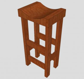 实木凳子弧形座椅SU模型下载_sketchup草图大师SKP模型