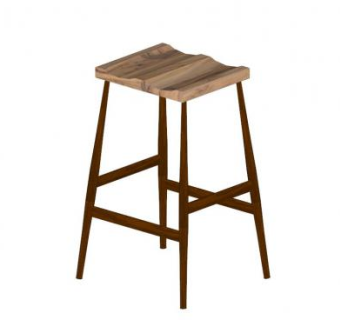 深色橡木凳子SU模型下载_sketchup草图大师SKP模型