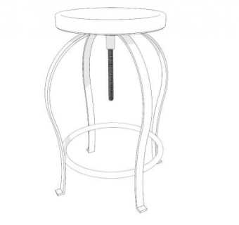 白色可调凳SU模型下载_sketchup草图大师SKP模型