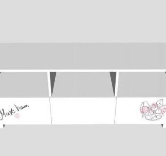 粉色图案白色电视柜SU模型下载_sketchup草图大师SKP模型