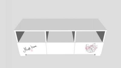 粉色图案白色电视柜SU模型下载_sketchup草图大师SKP模型