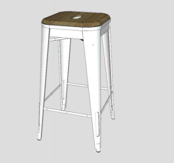 凳子白色座椅SU模型下载_sketchup草图大师SKP模型