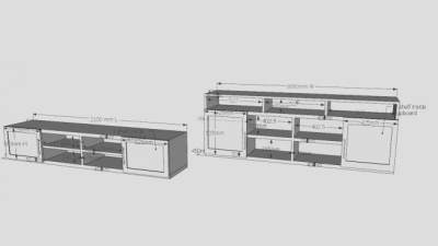 一系列的电视柜SU模型下载_sketchup草图大师SKP模型