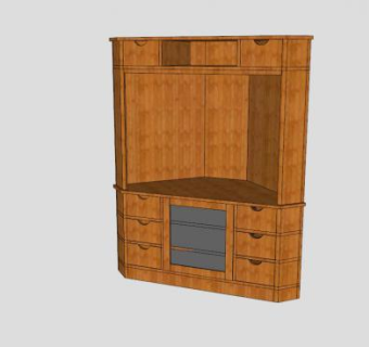 实木木制电视柜SU模型下载_sketchup草图大师SKP模型