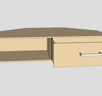 黄色简约单层电视柜SU模型下载_sketchup草图大师SKP模型