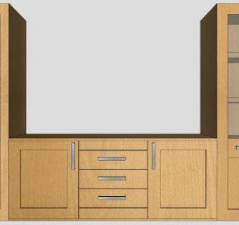 实木玻璃组合式电视柜SU模型下载_sketchup草图大师SKP模型