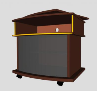 复古酒红色电视柜SU模型下载_sketchup草图大师SKP模型