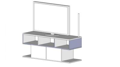 简约型白色电视柜SU模型下载_sketchup草图大师SKP模型