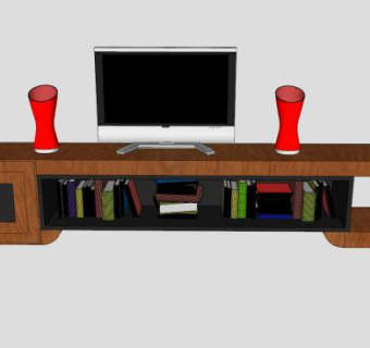 美式落地式电视柜SU模型下载_sketchup草图大师SKP模型