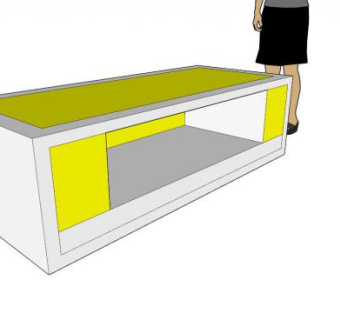 黄色和白色相间的电视柜SU模型下载_sketchup草图大师SKP模型