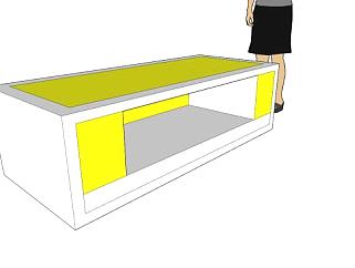 黄色和白色相间的电视柜SU模型下载_sketchup草图大师SKP模型