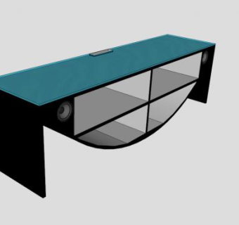 黑色现代内置扬声器电视柜SU模型下载_sketchup草图大师SKP模型